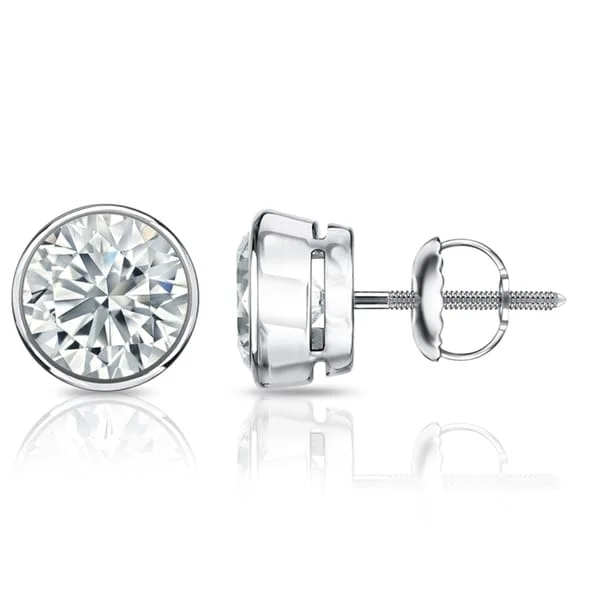 Auriya 4 1/2ctw Round Diamond Stud Earrings Bezel-set 18k Gold - GIA Certified