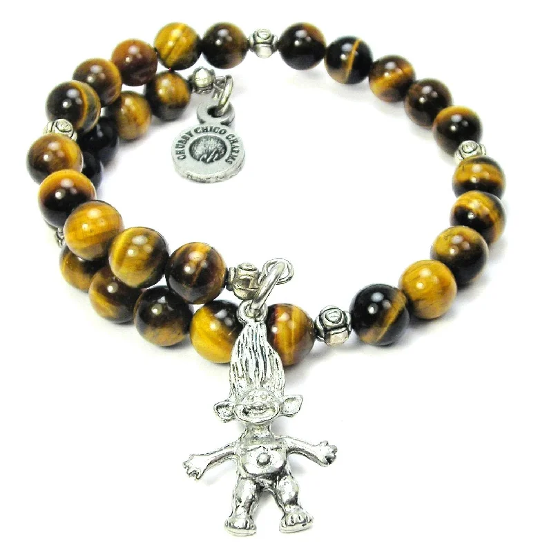 Treasure Troll Tiger's Eye Glass Beaded Wrap Bracelet