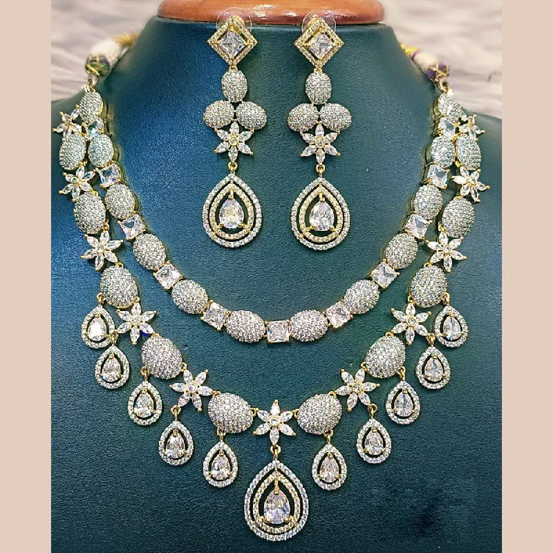 Jain Jewellers Gold Plated AD Necklace Set