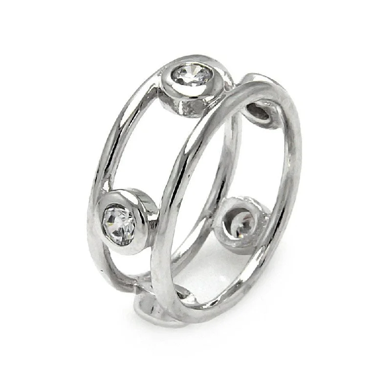 Silver 925 Rhodium Plated 5 CZ Eternity Ring - STR00194