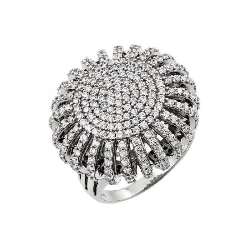 Silver 925 Rhodium Plated Micro Pave CZ Ring - GMR00026