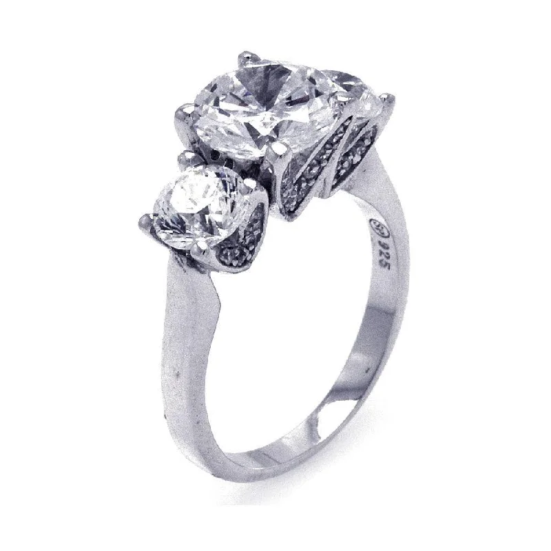 Silver 925 Rhodium Plated CZ Past Present Future Ring - STR00837