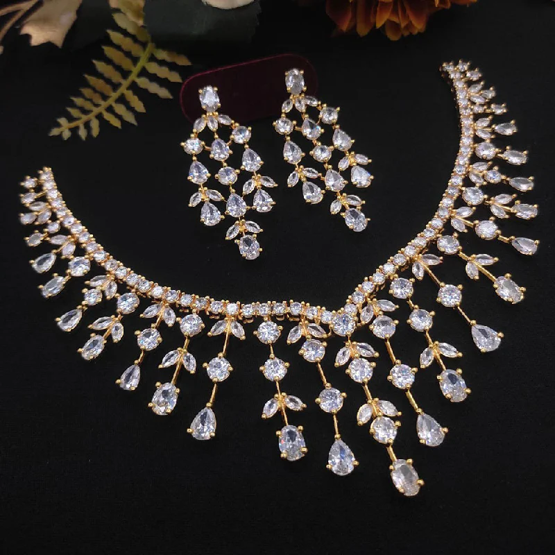 Aamrapali Gold Plated AD Necklace Set