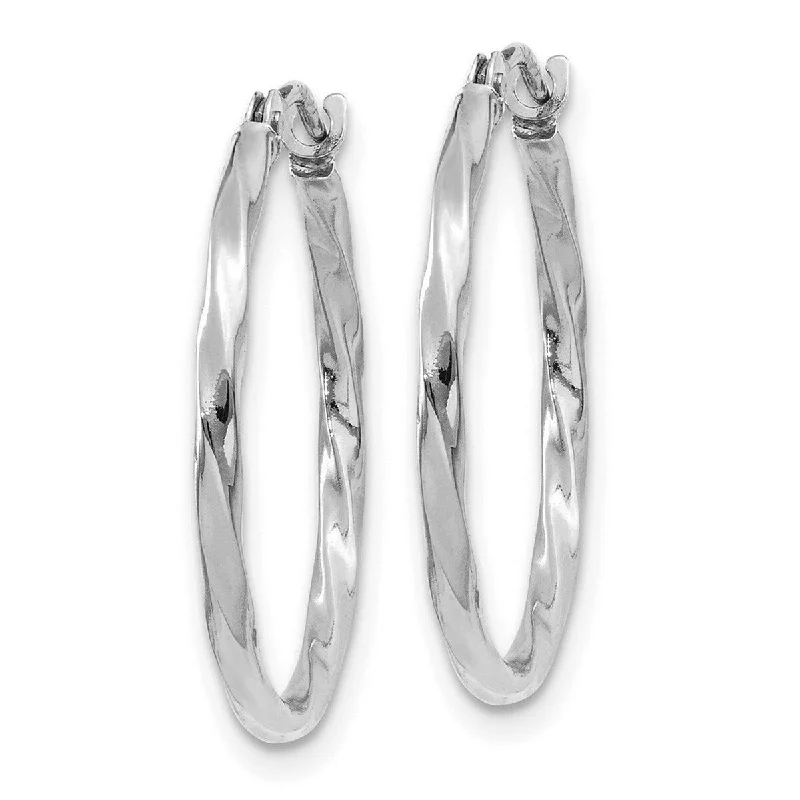 Curata 14k White Gold Polished Twisted Hoop Earringss - 18.9x1.3mm