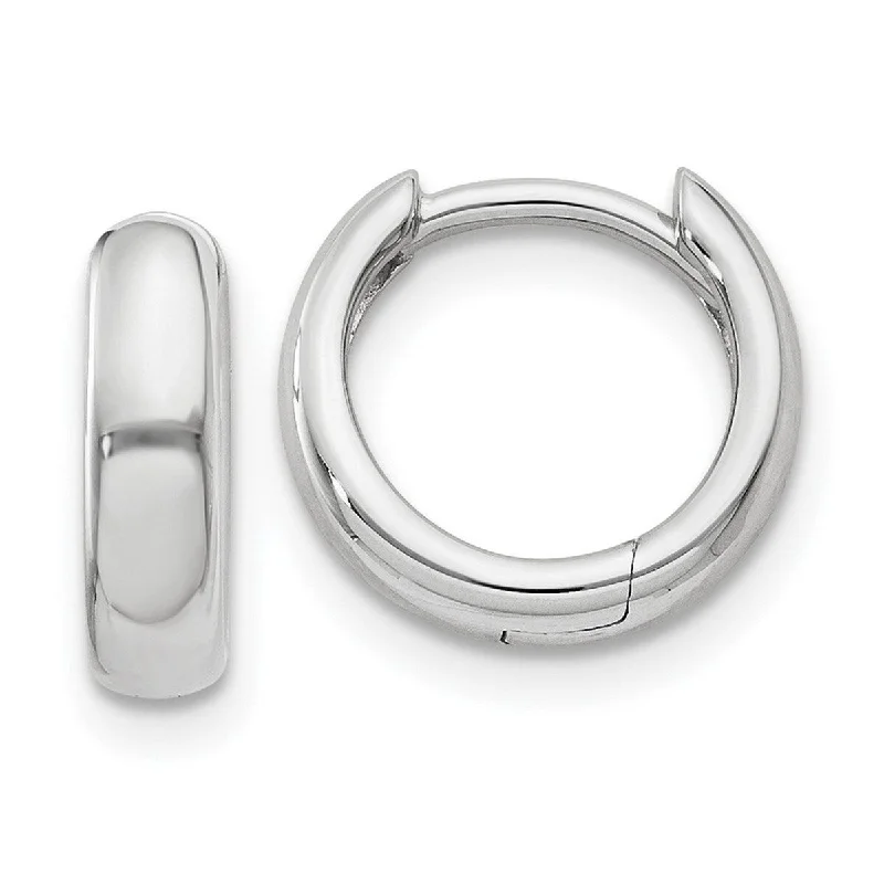 Curata 14k White Gold Small Polished Hinged Hoop Earrings - 8x3mm