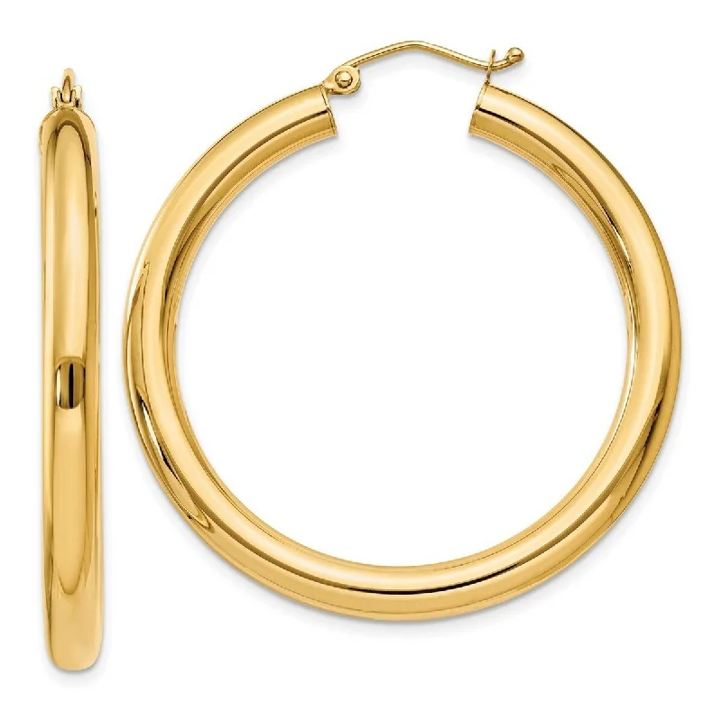 Curata 14k Yellow Gold Polished Lightweight 4x40mm Classic Hoop Earrings