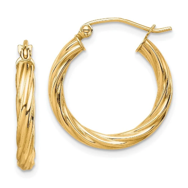 Curata 10k Yellow Gold Polished 21x3mm Twisted Hoop Earrings