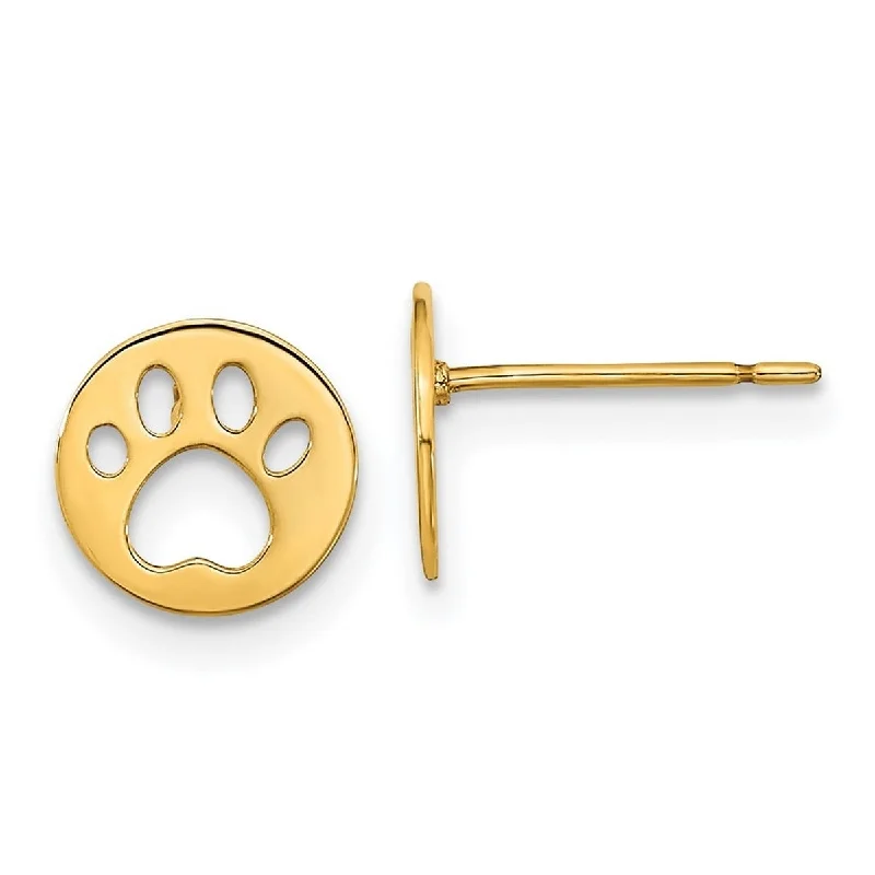 Curata 7.5mm 14k Madi K Kids Pawprint Post Earrings