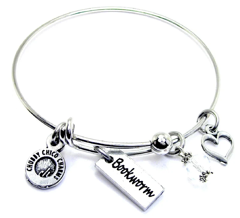 Bookworm Tab Expandable Bangle Bracelet