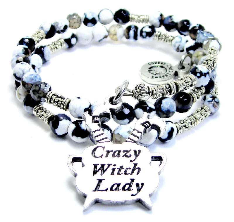 Crazy Witch Lady Cauldron With Legs Agate Stone Microcrystalline Quartz Wrap Bracelet