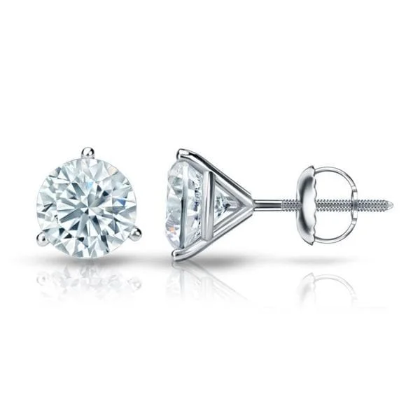 Auriya 18k Gold Certified 3.00 carat TDW 3-Prong Martini Round Diamond Stud Earrings