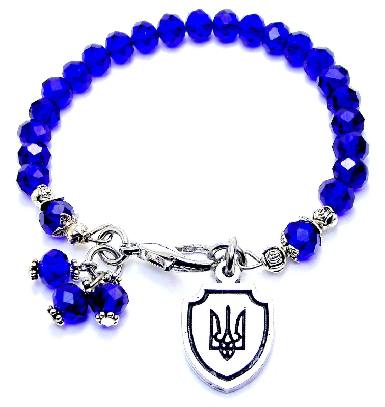 Tryzub Ukrainian Coat Of Arms Symbol Splash Of Color Crystal Bracelet