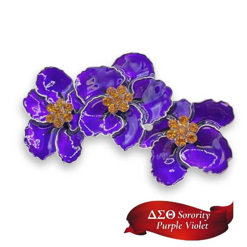 ΔΣΘ Purple Violets 'In Bloom' Brooch Pin