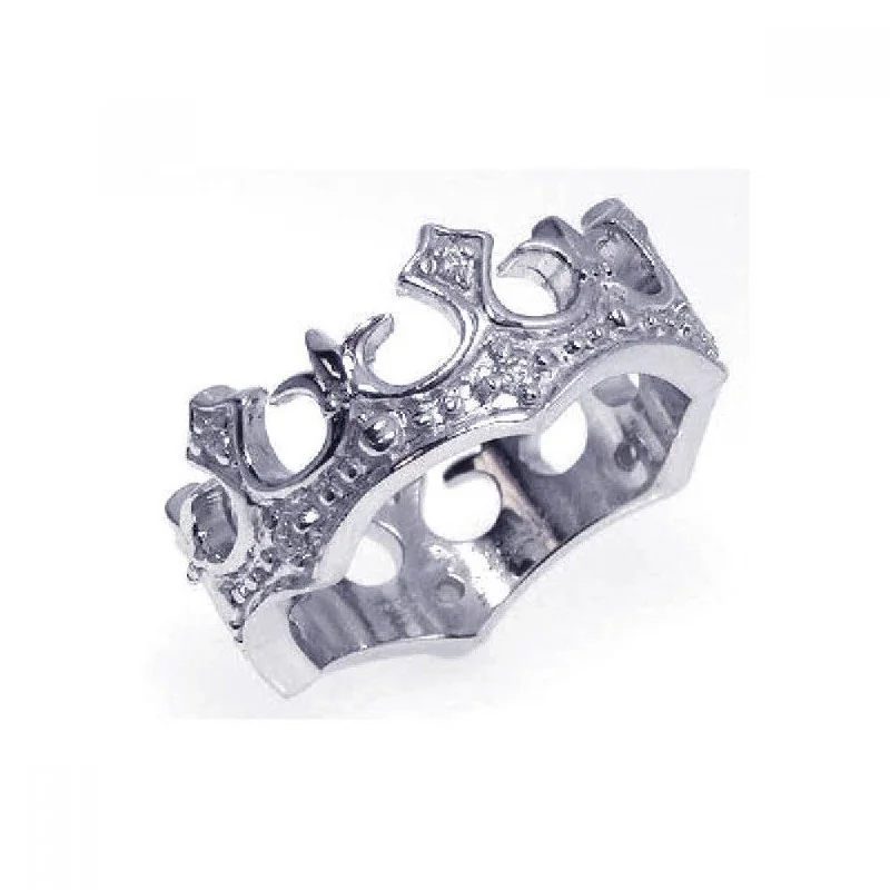 Silver 925 Rhodium Plated CZ Crown Ring - STR00528