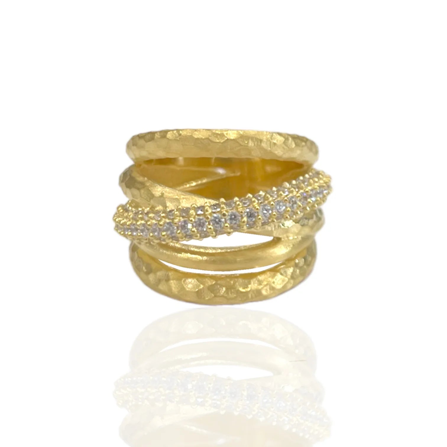 Tat 2 Designs - GOLD ALMORA LAYERED BAND RING