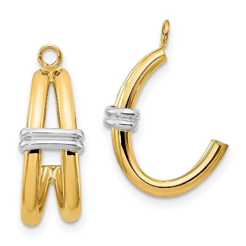 Curata 14k Two Tone Gold Polished Double J Hoop Earrings Jackets - 21x12mm