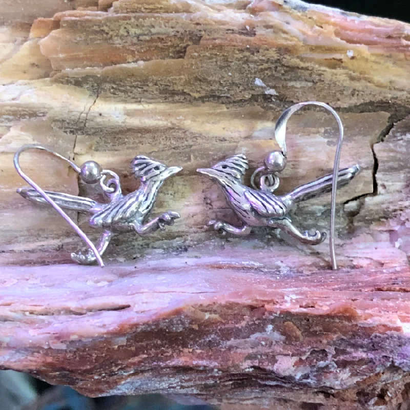 Solid Sterling Silver Roadrunner Pierced Earrings