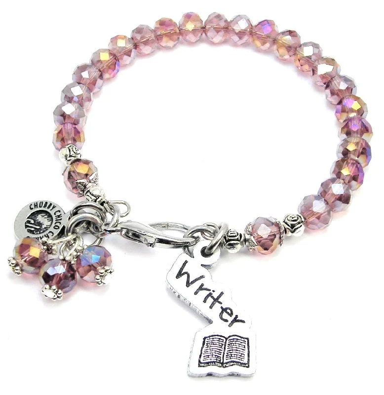 Writer With Open Book Splash Of Color Crystal Bracelet