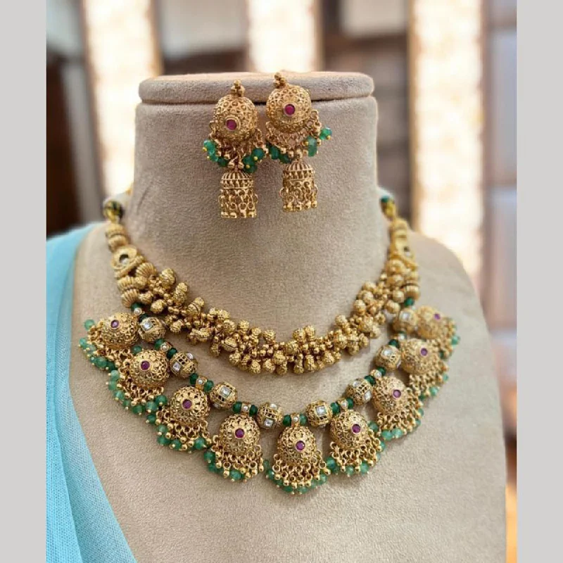 Jewel Addiction Gold Plated Pota Stone Necklace Set