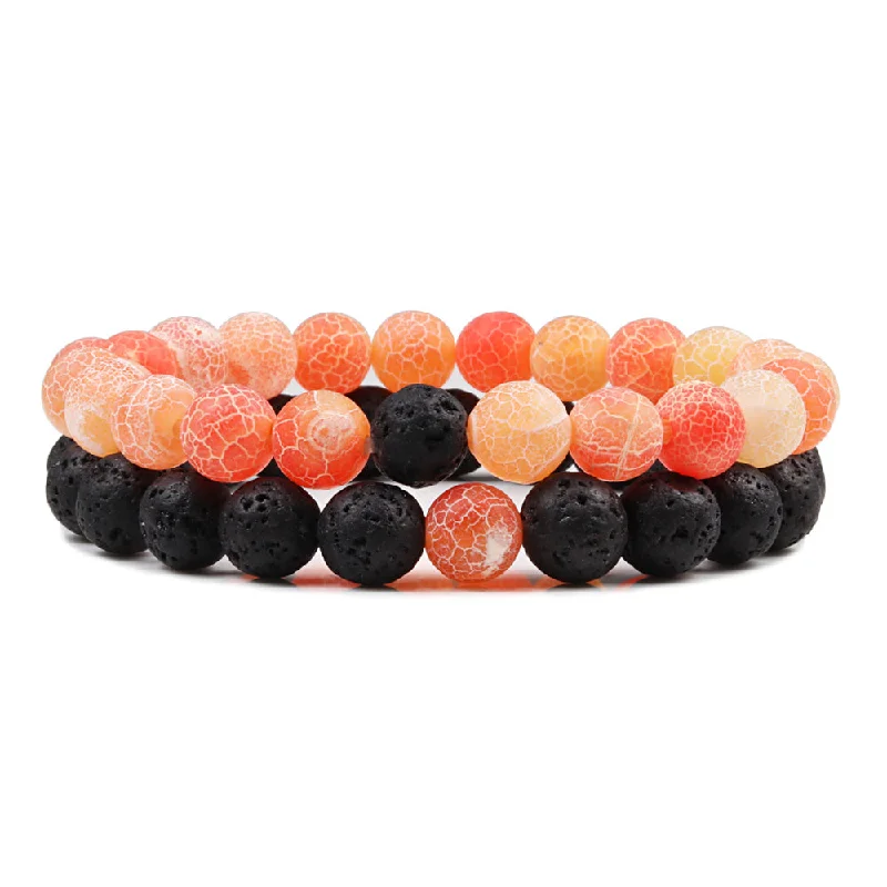 San Bernandino Stackable Beaded Bracelets, Orange / Black