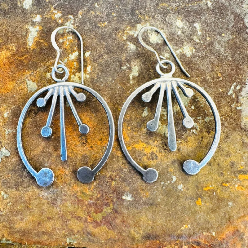 Navajo Sterling Silver Hand Hammered Naja Pierced Earrings