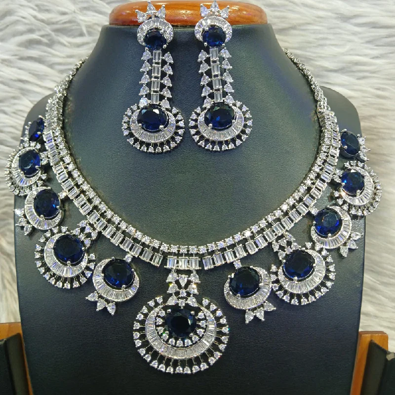 Jain Jewellers Silver Plated AD Necklace Set