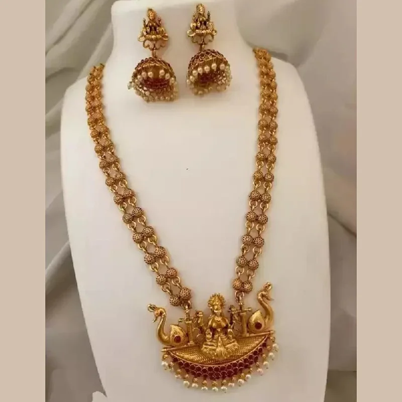 H K Fashion Gold Plated Temple Long Necklace Set