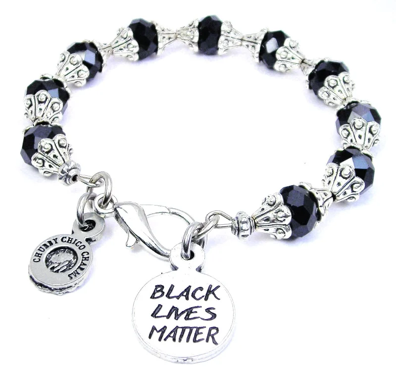 Black Lives Matter Capped Crystal Bracelet