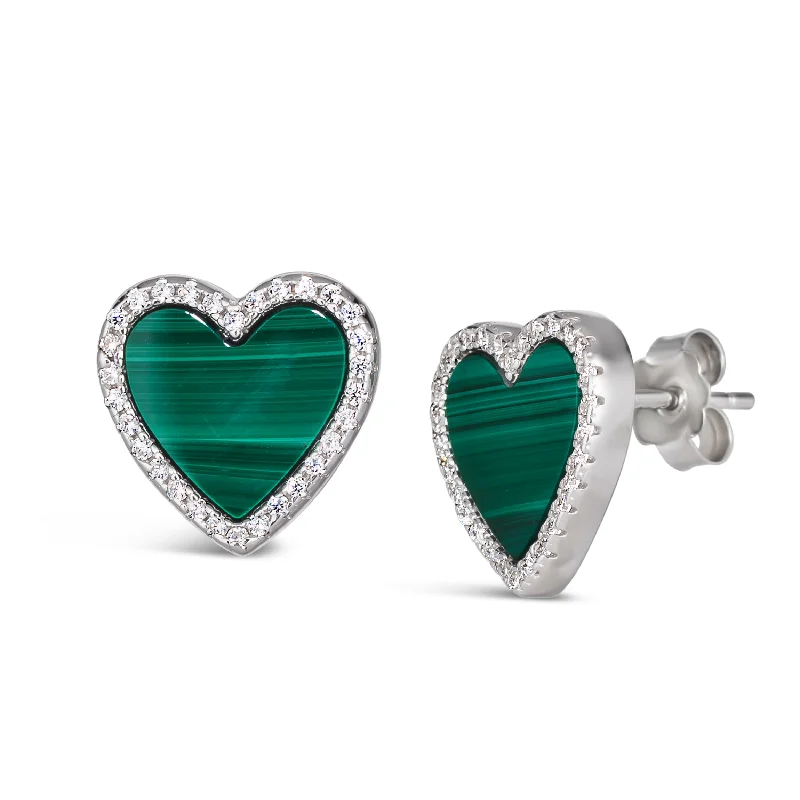 House of Hearts Malachite Earrings