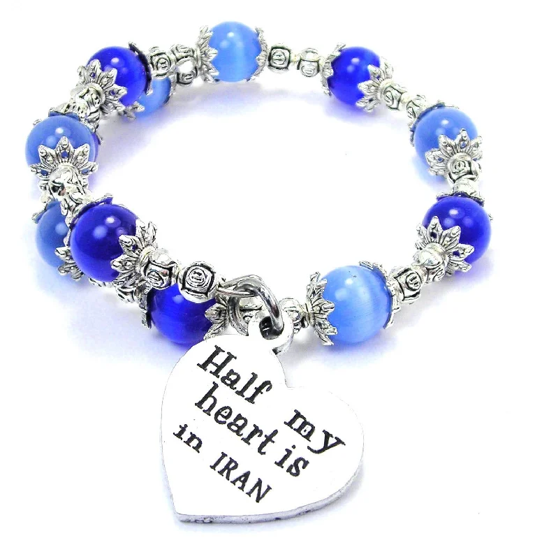 Half My Heart Is In Iran Cat's Eye Beaded Wrap Bracelet