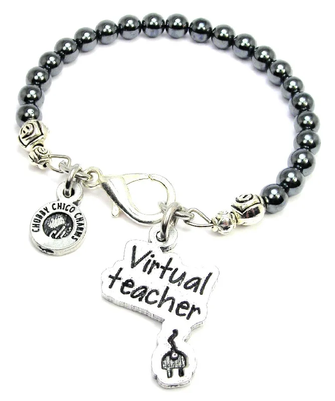 Virtual Teacher Hematite Glass Bracelet