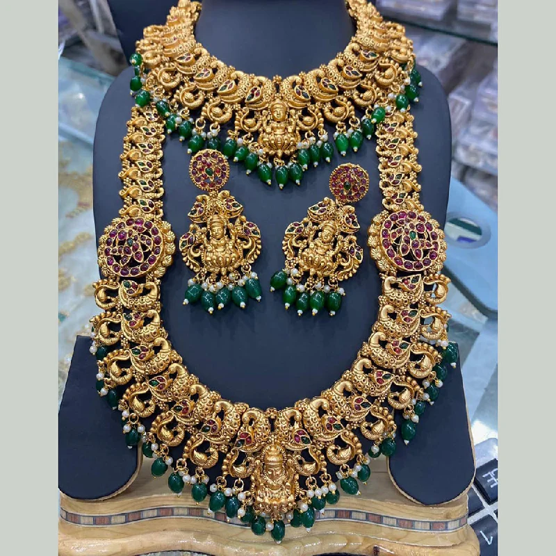 Manisha Jewellery Gold Plated Temple Double Necklace Set