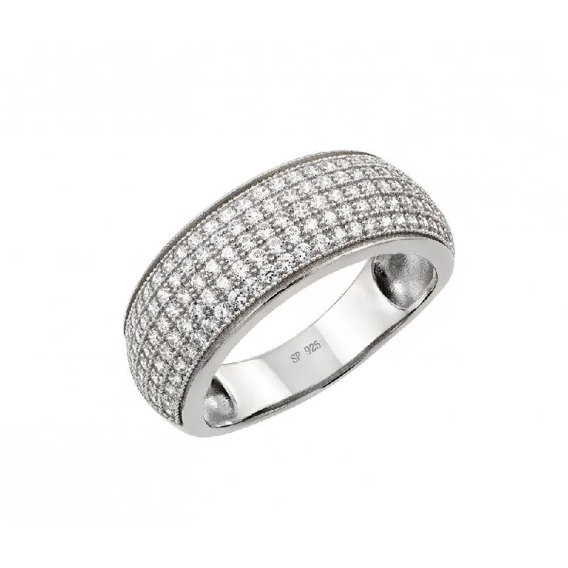 Silver 925 Rhodium Plated Micro Pave CZ Ring - STR00947