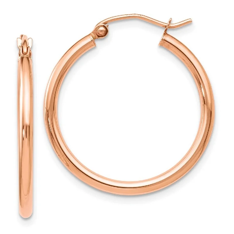 Curata 14k Rose Gold 2x26mm Classic Polished Hoop Earrings