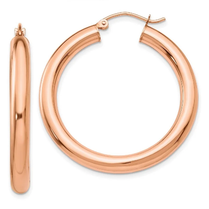 Curata 14k Rose Gold Light Polished 30x4mm Classic Round Hoop Earrings