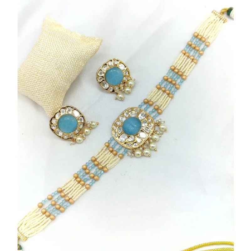 Akruti Collection Gold Plated Kundan Choker Necklace Set