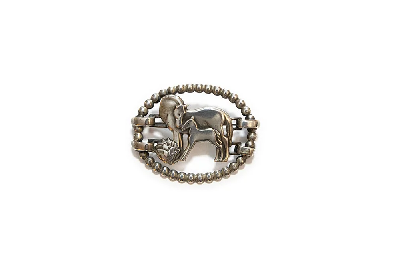 McCLELLAND BARCLAY Sterling Silver Art Deco Mare and Colt Brooch