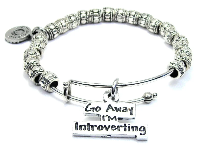 Go Away I'm Introverting Metal Hand Beaded Bangle Bracelet