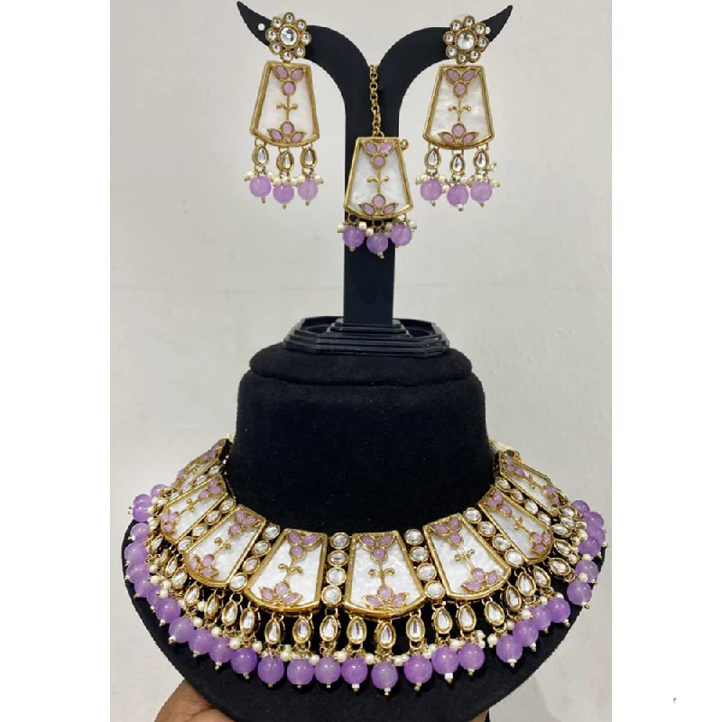 Rani Sati Jewels Gold Plated Kundan And Pearl Choker Necklace Set