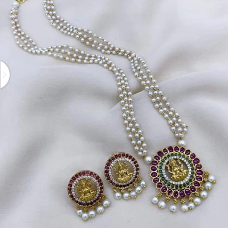 India Art Gold Plated Temple Long Necklace Set