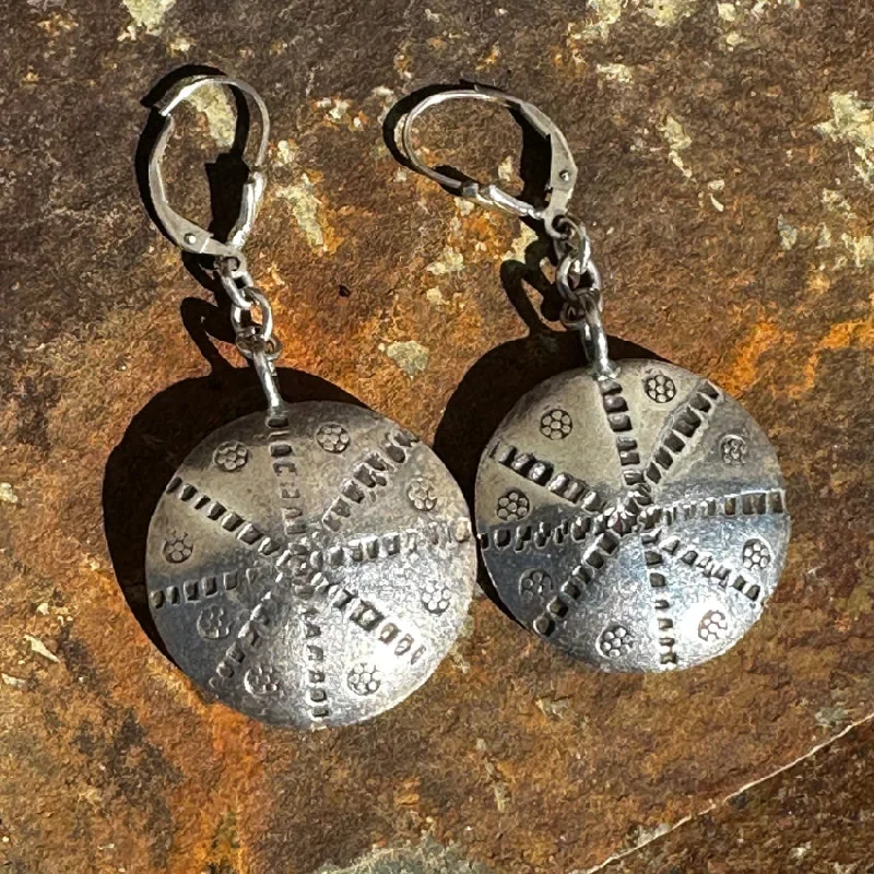 Vintage Stamp Decorated Concho Pierced Earrings