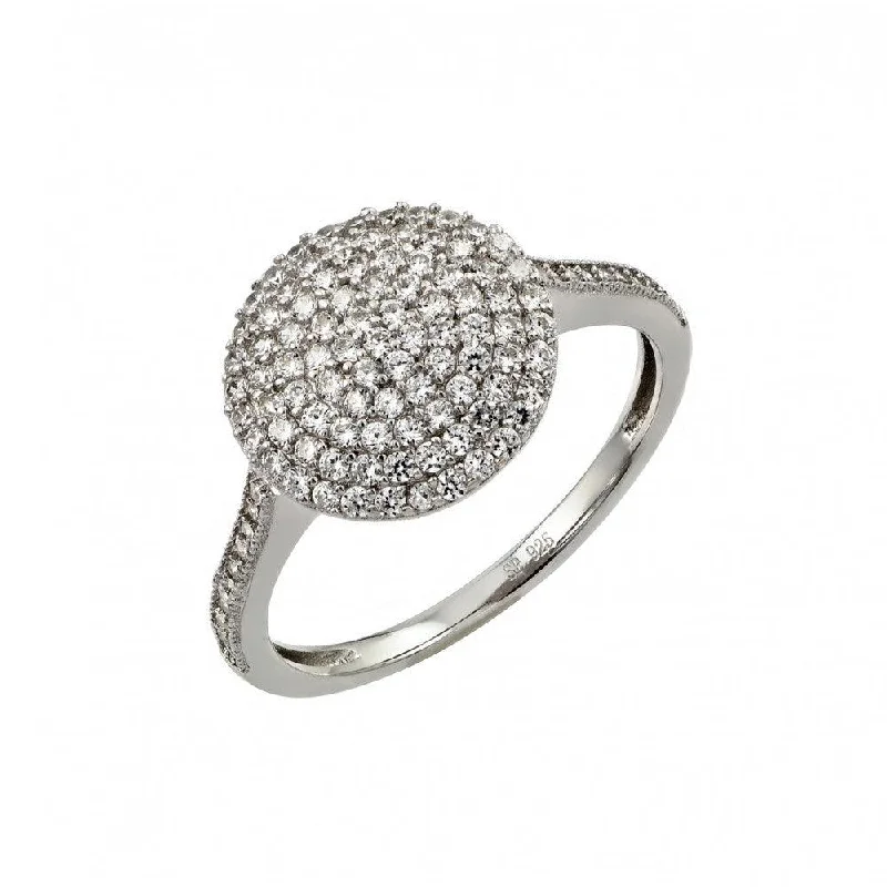 Silver 925 Rhodium Plated Pave Set Clear CZ Circle Ring - STR00954