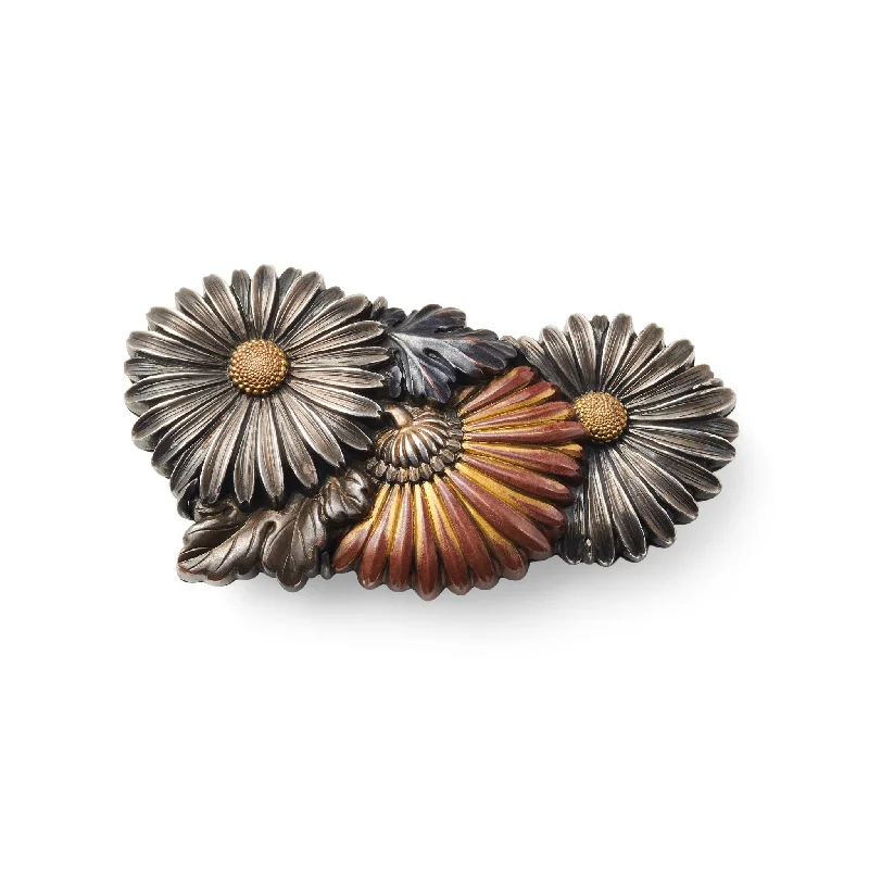 Antique Chrysanthemum Obi-dome Brooch