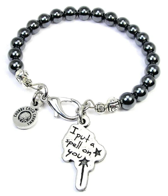 I Put A Spell On You Hematite Glass Bracelet